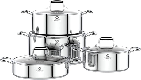Vogati Tri - Ply Stainless Steel 8 - Piece Cookware Set – Induction Compatible Pots & Pan with Glass Lids, PFOA Free - Al Kabayel Discount CentreVogati Tri - Ply Stainless Steel 8 - Piece Cookware Set – Induction Compatible Pots & Pan with Glass Lids, PFOA FreeCookware SetVOGATIAl Kabayel Discount Centre