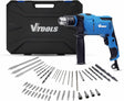 VTOOLS 112 Pcs 710W Electric Impact Drill Set with 13mm Keyed Chuck, 0-3000RPM Speed, 48,000BPM Hammer Action, Auxiliary Handle, 42 Drill Bits, Screwdriver Bits & Socket Kit, Blue, VT1225-KIT - Al Kabayel Discount CentreVTOOLS 112 Pcs 710W Electric Impact Drill Set with 13mm Keyed Chuck, 0-3000RPM Speed, 48,000BPM Hammer Action, Auxiliary Handle, 42 Drill Bits, Screwdriver Bits & Socket Kit, Blue, VT1225-KITPower ToolsVTOOLSAl Kabayel Discount Centre