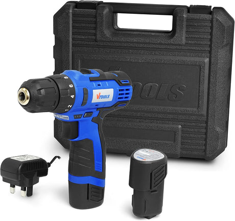 Vtools 12V Cordless Drill Driver Kit, 400 - 1400 RPM, Dual Speed with 2 Lithium - Ion Batteries 1.5 Ah, Powerful 28NM Torque, 10mm Chuck for Efficient Drilling & Fastening, 2 Years Warranty - VT1202 - BMC - Al Kabayel Discount CentreVtools 12V Cordless Drill Driver Kit, 400 - 1400 RPM, Dual Speed with 2 Lithium - Ion Batteries 1.5 Ah, Powerful 28NM Torque, 10mm Chuck for Efficient Drilling & Fastening, 2 Years Warranty - VT1202 - BMCToolsVTOOLSAl Kabayel Discount Centre