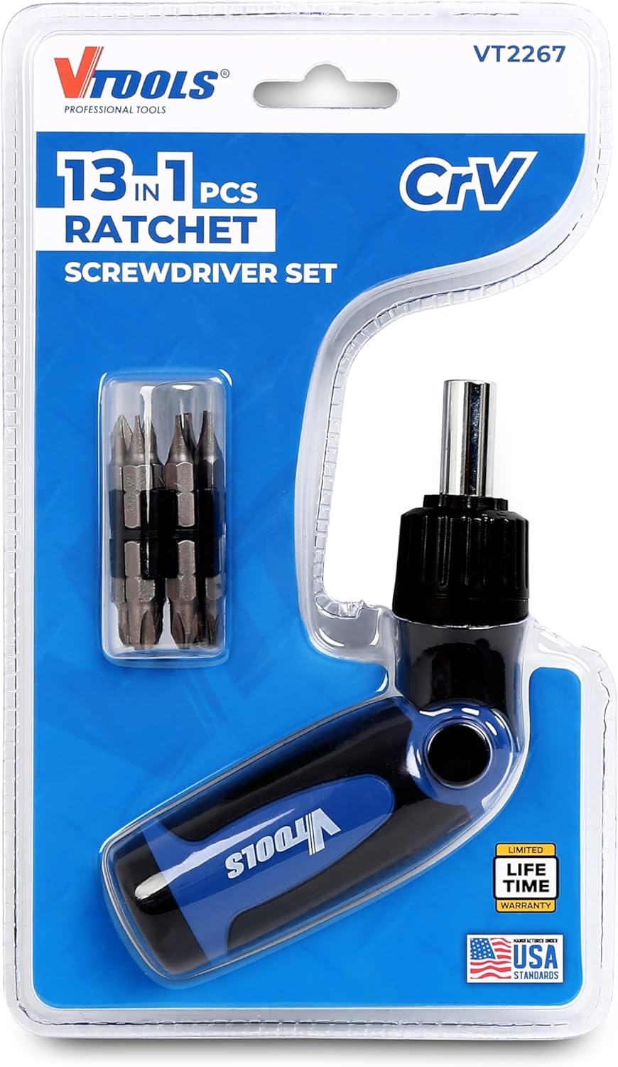 Vtools 13 - in - 1 Ratchet Screwdriver Set with Folding Handle, Phillips Slotted Dual - purpose Head, CR - V Ratchet, Compact Design, Multi - Purpose Tool Kit, Blue, VT2267 - Al Kabayel Discount CentreVtools 13 - in - 1 Ratchet Screwdriver Set with Folding Handle, Phillips Slotted Dual - purpose Head, CR - V Ratchet, Compact Design, Multi - Purpose Tool Kit, Blue, VT2267ToolsVTOOLSAl Kabayel Discount Centre