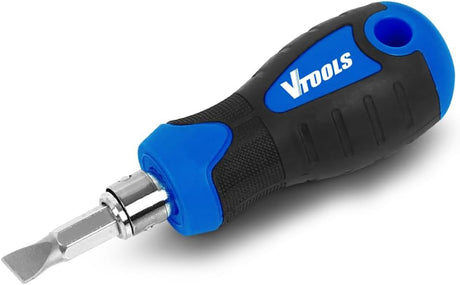 Vtools 2 in 1 Screwdriver (Slotted and Phillips) with Interchangeable Handle, CR - V Material, Shank Size 6.35x75mm, Compact Design, Plastic Hanger Packaging for Easy Storage, Blue, VT2266 - Al Kabayel Discount CentreVtools 2 in 1 Screwdriver (Slotted and Phillips) with Interchangeable Handle, CR - V Material, Shank Size 6.35x75mm, Compact Design, Plastic Hanger Packaging for Easy Storage, Blue, VT2266ToolsVTOOLSAl Kabayel Discount Centre