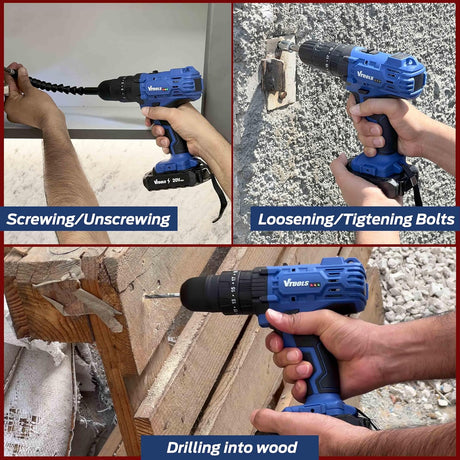 Vtools 20V Cordless Impact Drill Kit with 29 Accessories, 2 Batteries, Variable Speed, 28Nm Torque, Blue, VT1211 - KIT - Al Kabayel Discount CentreVtools 20V Cordless Impact Drill Kit with 29 Accessories, 2 Batteries, Variable Speed, 28Nm Torque, Blue, VT1211 - KITToolsVTOOLSAl Kabayel Discount Centre