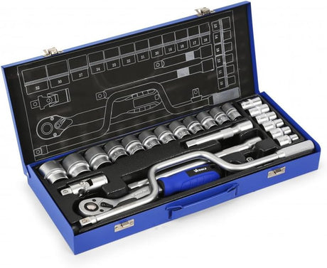 Vtools 24 - Piece 1/2" Master Drive CRV Impact Socket Set with Portable Case, Extension Bars & Accessories, VT5107 - Al Kabayel Discount CentreVtools 24 - Piece 1/2" Master Drive CRV Impact Socket Set with Portable Case, Extension Bars & Accessories, VT5107ToolsVTOOLSAl Kabayel Discount Centre