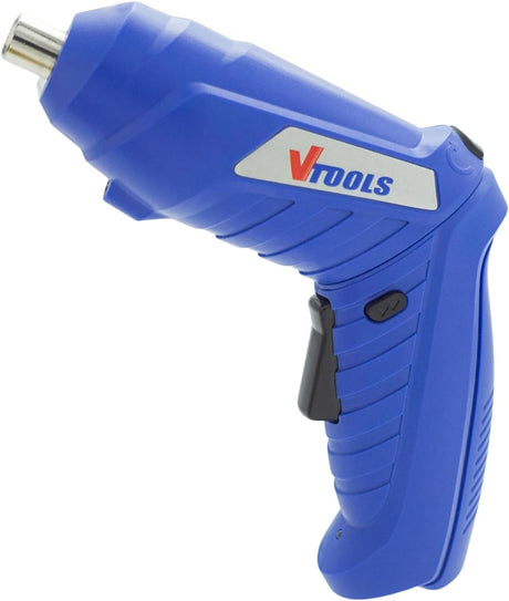 Vtools 3.6V Cordless Electric Screwdriver Set, Rechargeable with 9pcs Bit Set & 1 Bit Holder, Rotating Handle, LED Light, USB Charge, Blue, VT1213 - Al Kabayel Discount CentreVtools 3.6V Cordless Electric Screwdriver Set, Rechargeable with 9pcs Bit Set & 1 Bit Holder, Rotating Handle, LED Light, USB Charge, Blue, VT1213ToolsVTOOLSAl Kabayel Discount Centre