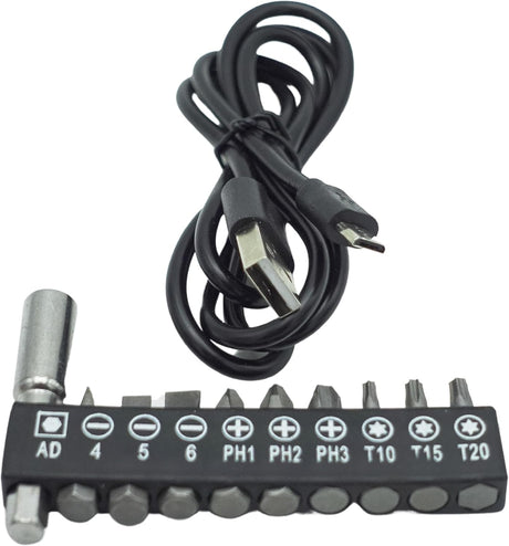 Vtools 3.6V Cordless Electric Screwdriver Set, Rechargeable with 9pcs Bit Set & 1 Bit Holder, Rotating Handle, LED Light, USB Charge, Blue, VT1213 - Al Kabayel Discount CentreVtools 3.6V Cordless Electric Screwdriver Set, Rechargeable with 9pcs Bit Set & 1 Bit Holder, Rotating Handle, LED Light, USB Charge, Blue, VT1213ToolsVTOOLSAl Kabayel Discount Centre