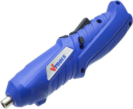 Vtools 3.6V Cordless Electric Screwdriver Set, Rechargeable with 9pcs Bit Set & 1 Bit Holder, Rotating Handle, LED Light, USB Charge, Blue, VT1213 - Al Kabayel Discount CentreVtools 3.6V Cordless Electric Screwdriver Set, Rechargeable with 9pcs Bit Set & 1 Bit Holder, Rotating Handle, LED Light, USB Charge, Blue, VT1213ToolsVTOOLSAl Kabayel Discount Centre