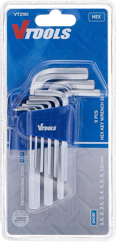 Vtools 9 Piece Chrome Vanadium Hex Key Allen Wrench Set(1.5 - 10mm), Portable Hex Key Set For Basic Home Repair And General Applications, VT2161 - Al Kabayel Discount CentreVtools 9 Piece Chrome Vanadium Hex Key Allen Wrench Set(1.5 - 10mm), Portable Hex Key Set For Basic Home Repair And General Applications, VT2161ToolsVTOOLSAl Kabayel Discount Centre