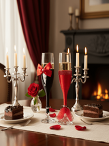 AKDC Wedding Bride & Groom Champagne Flute Glass Set of 2 – Black & Red Design - Al Kabayel Discount CentreAKDC Wedding Bride & Groom Champagne Flute Glass Set of 2 – Black & Red DesignWine GlassesAKDCAl Kabayel Discount Centre