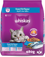 Whiskas Ocean Fish Dry Cat Food, Bag of 480g, for Adult Cats 1+ Years, Complete Nutrition and Great Taste Cat Dry Food - Al Kabayel Discount CentreWhiskas Ocean Fish Dry Cat Food, Bag of 480g, for Adult Cats 1+ Years, Complete Nutrition and Great Taste Cat Dry FoodPet SuppliesWHISKASAl Kabayel Discount Centre