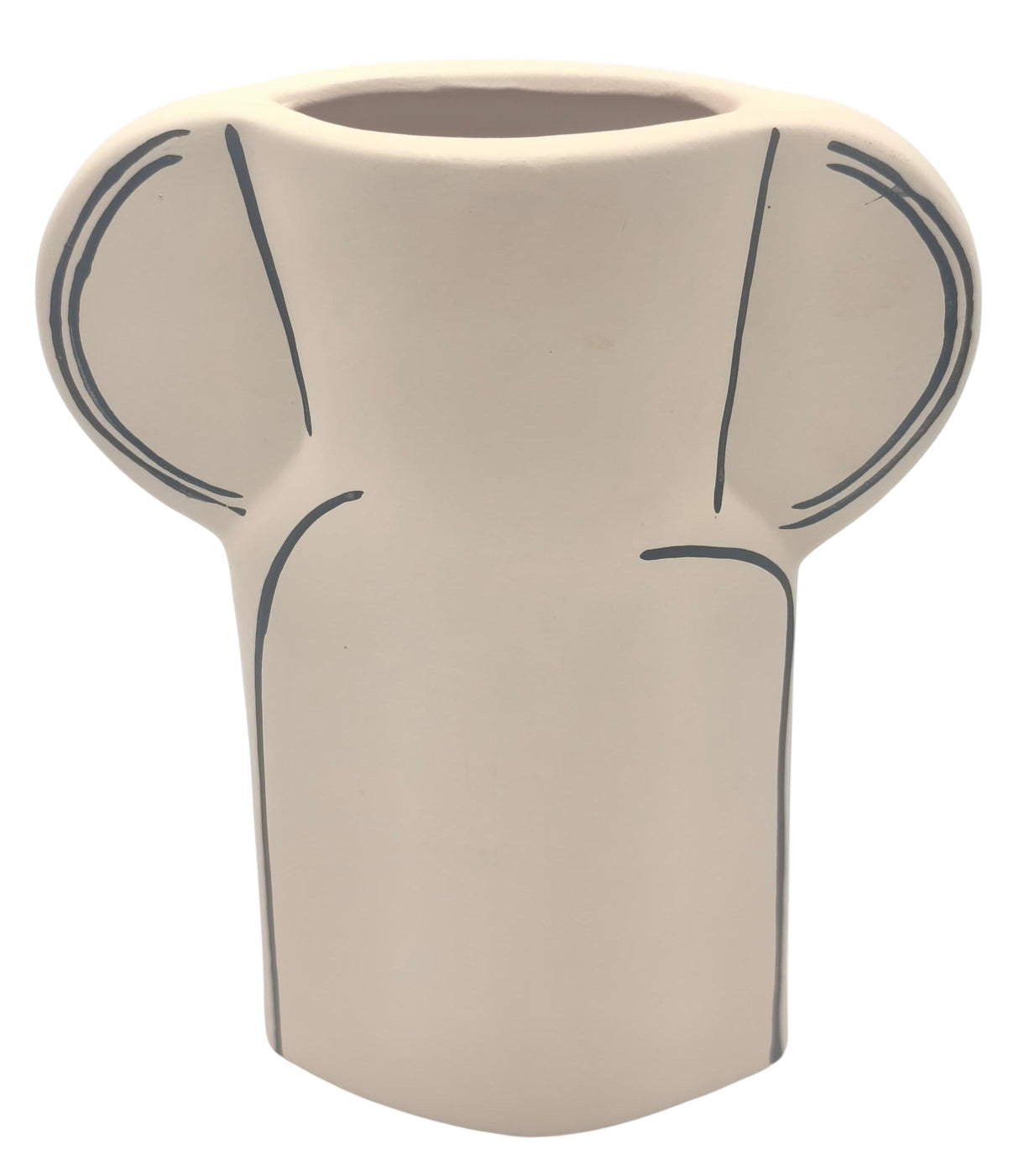 AKDC Silhouette Decorative Clay Flower Vase 16.5cm*5cm*22.5cm, Beige and Black