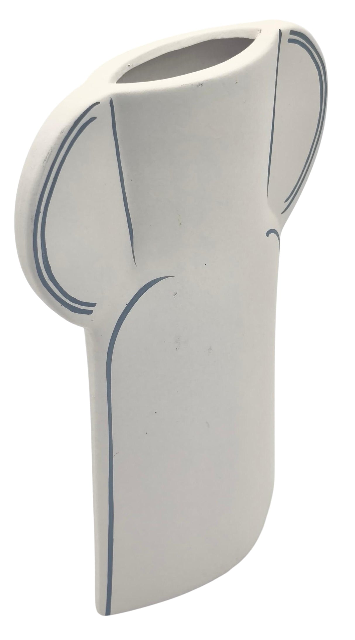 AKDC Silhouette Decorative Clay Flower Vase 16.5cm*5cm*22.5cm, White and Blue