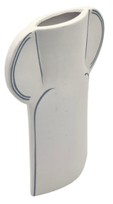 AKDC Silhouette Decorative Clay Flower Vase 16.5cm*5cm*22.5cm, White and Blue