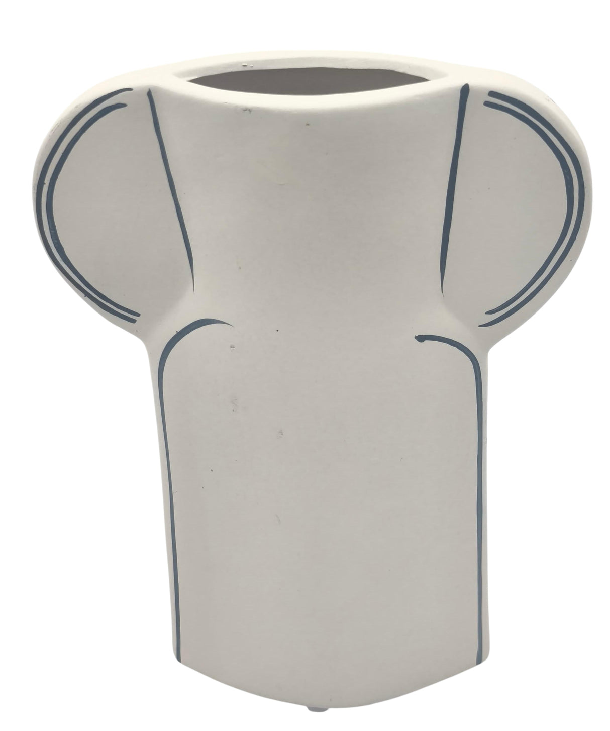 AKDC Silhouette Decorative Clay Flower Vase 16.5cm*5cm*22.5cm, White and Blue