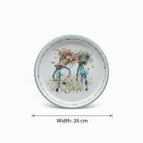 White & Blue Vintage Bicycles with Floral Design Enamel Plate – 26cm - Al Kabayel Discount CentreWhite & Blue Vintage Bicycles with Floral Design Enamel Plate – 26cmPlatesAKDCAl Kabayel Discount Centre