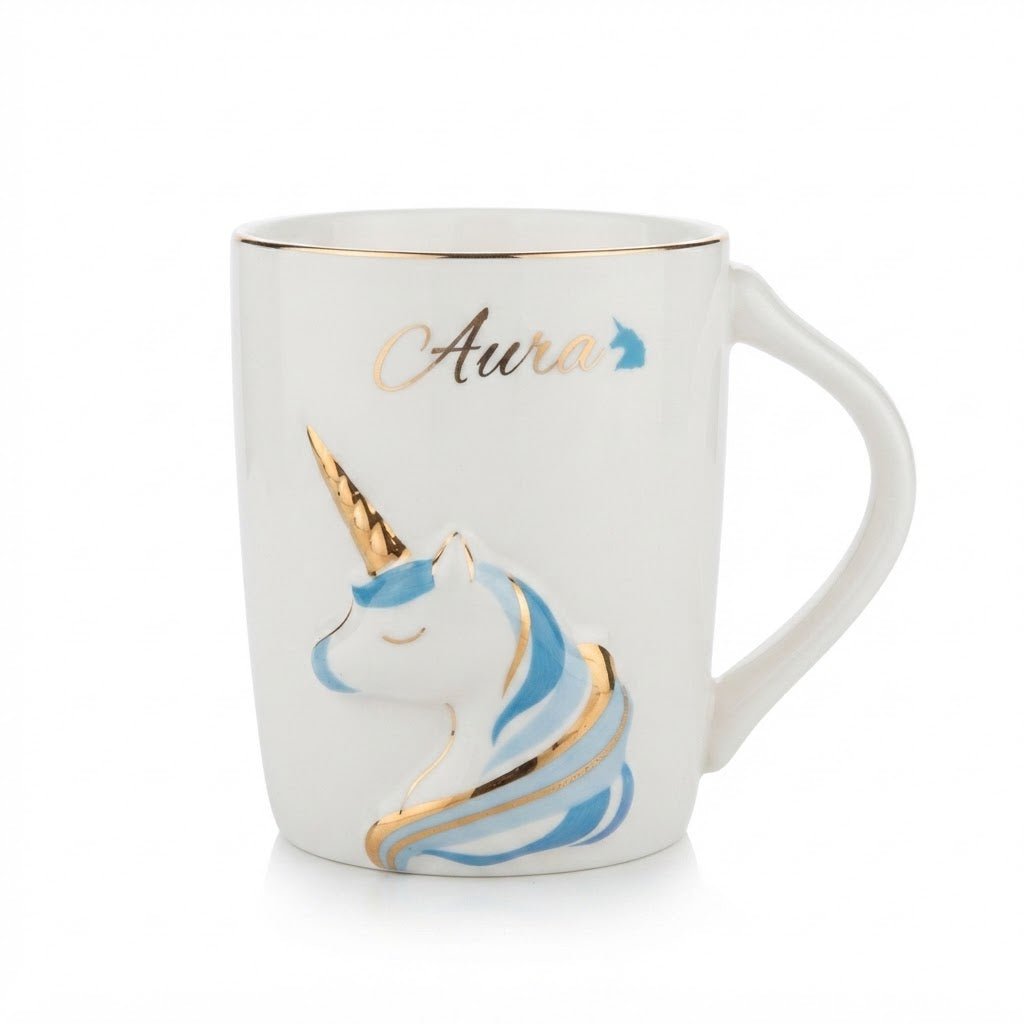 White & Blue with Gold Rim Unicorn Ceramic Mug - 400ml - Al Kabayel Discount CentreWhite & Blue with Gold Rim Unicorn Ceramic Mug - 400mlMugsAKDCAl Kabayel Discount Centre
