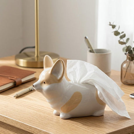 White & Caramel Corgi Dog Ceramic Napkin Holder – 23 × 12 cm - Al Kabayel Discount CentreWhite & Caramel Corgi Dog Ceramic Napkin Holder – 23 × 12 cmNapkin Holders & Tissue BoxAKDCAl Kabayel Discount Centre