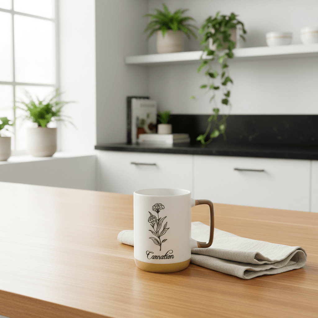White Carnation Botanical Ceramic Mug - 350ml - Al Kabayel Discount CentreWhite Carnation Botanical Ceramic Mug - 350mlMugsAKDCAl Kabayel Discount Centre
