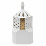 White Ceramic Arabic Incense Burner – Geometric Lattice Mabkhara | 14cm - Al Kabayel Discount CentreWhite Ceramic Arabic Incense Burner – Geometric Lattice Mabkhara | 14cmIncense BurnerAKDCAl Kabayel Discount Centre