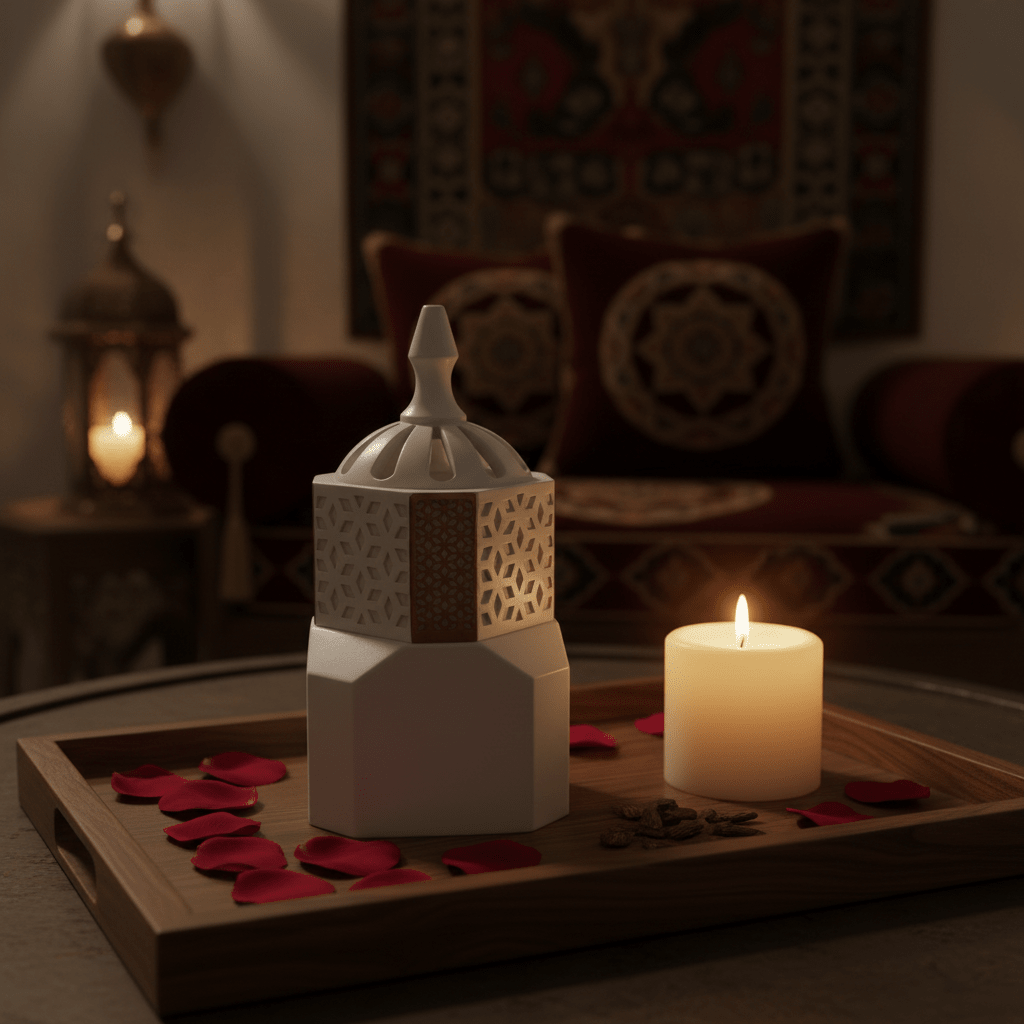 White Ceramic Arabic Incense Burner – Geometric Lattice Mabkhara | 14cm - Al Kabayel Discount CentreWhite Ceramic Arabic Incense Burner – Geometric Lattice Mabkhara | 14cmIncense BurnerAKDCAl Kabayel Discount Centre