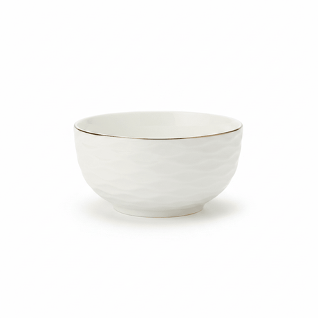 White Ceramic Bowl with Gold Rim - 4.5 Inch - Al Kabayel Discount CentreWhite Ceramic Bowl with Gold Rim - 4.5 InchBowlsAKDCAl Kabayel Discount Centre
