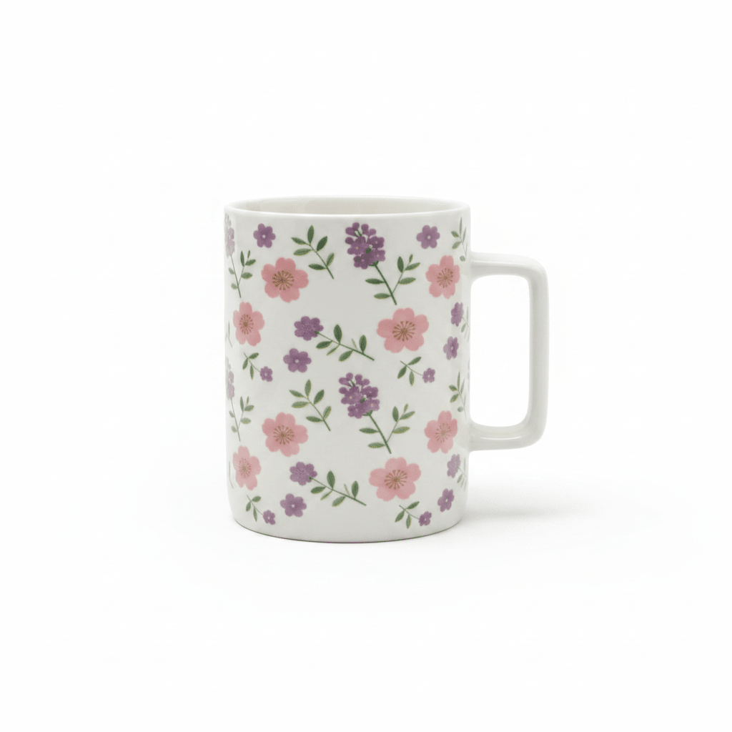 White Ceramic Floral Mug 350ml - Al Kabayel Discount CentreWhite Ceramic Floral Mug 350mlMugsAKDCAl Kabayel Discount Centre