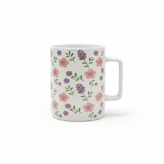 White Ceramic Floral Mug 350ml - Al Kabayel Discount CentreWhite Ceramic Floral Mug 350mlMugsAKDCAl Kabayel Discount Centre