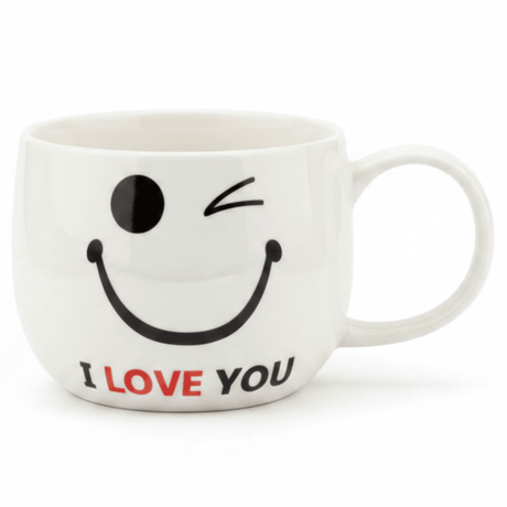 white ceramic mug I Love You Smiley Wink Ceramic Mug — 350ml | Perfect Gift Mug - Al Kabayel Discount Centrewhite ceramic mug I Love You Smiley Wink Ceramic Mug — 350ml | Perfect Gift MugMugsAKDCAl Kabayel Discount Centre