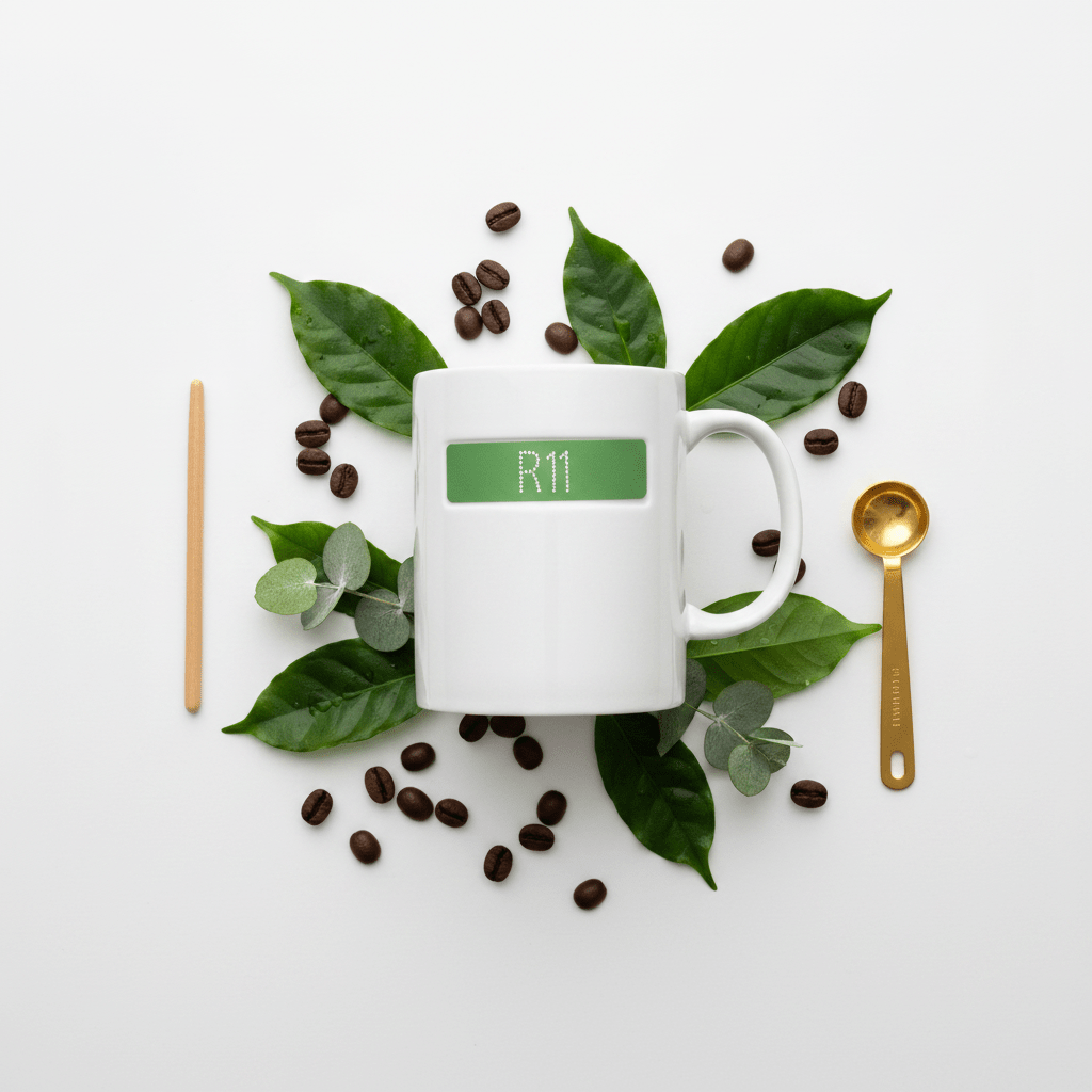 White Ceramic Mug with Green R11 Design | 350ml Premium Coffee Mug - Al Kabayel Discount CentreWhite Ceramic Mug with Green R11 Design | 350ml Premium Coffee MugMugsAKDCAl Kabayel Discount Centre