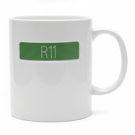 White Ceramic Mug with Green R11 Design | 350ml Premium Coffee Mug - Al Kabayel Discount CentreWhite Ceramic Mug with Green R11 Design | 350ml Premium Coffee MugMugsAKDCAl Kabayel Discount Centre