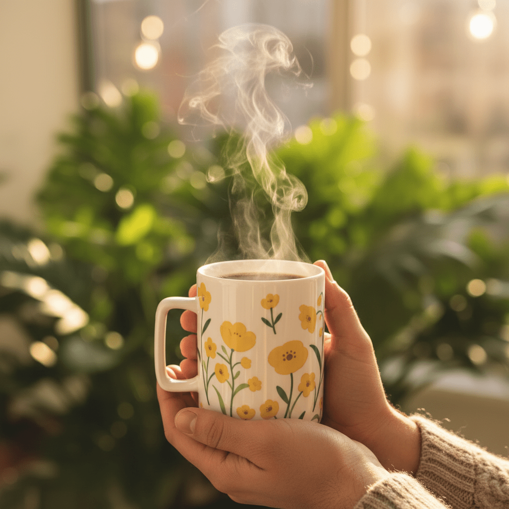 White Ceramic Mug with Yellow Wildflower Print - 350ml - Al Kabayel Discount CentreWhite Ceramic Mug with Yellow Wildflower Print - 350mlMugsAKDCAl Kabayel Discount Centre