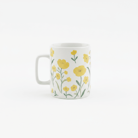 White Ceramic Mug with Yellow Wildflower Print - 350ml - Al Kabayel Discount CentreWhite Ceramic Mug with Yellow Wildflower Print - 350mlMugsAKDCAl Kabayel Discount Centre