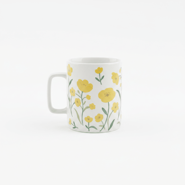 White Ceramic Mug with Yellow Wildflower Print - 350ml - Al Kabayel Discount CentreWhite Ceramic Mug with Yellow Wildflower Print - 350mlMugsAKDCAl Kabayel Discount Centre