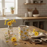 White Ceramic Mug with Yellow Wildflower Print - 350ml - Al Kabayel Discount CentreWhite Ceramic Mug with Yellow Wildflower Print - 350mlMugsAKDCAl Kabayel Discount Centre