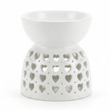 White Ceramic Oil Burner with Heart Cutout Design - 10×7 cm - Al Kabayel Discount CentreWhite Ceramic Oil Burner with Heart Cutout Design - 10×7 cmHome Décor AccentsAKDCAl Kabayel Discount Centre