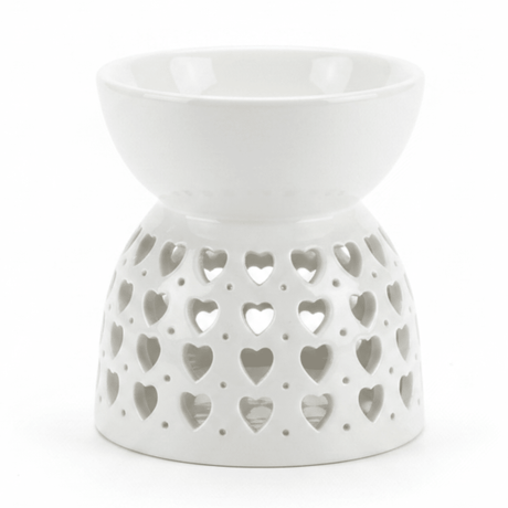 White Ceramic Oil Burner with Heart Cutout Design - 10×7 cm - Al Kabayel Discount CentreWhite Ceramic Oil Burner with Heart Cutout Design - 10×7 cmHome Décor AccentsAKDCAl Kabayel Discount Centre