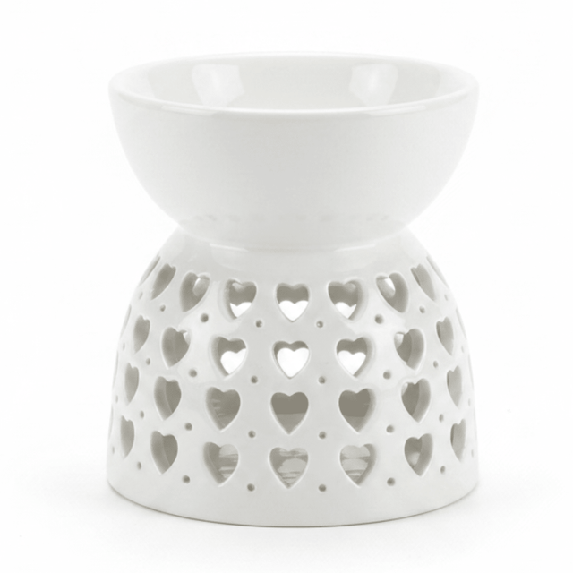 White Ceramic Oil Burner with Heart Cutout Design - 10×7 cm - Al Kabayel Discount CentreWhite Ceramic Oil Burner with Heart Cutout Design - 10×7 cmHome Décor AccentsAKDCAl Kabayel Discount Centre