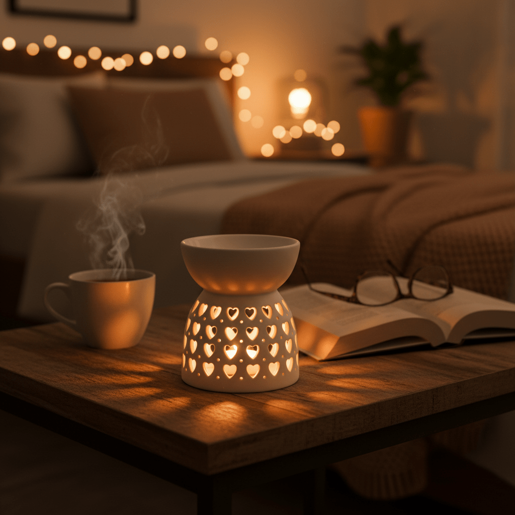 White Ceramic Oil Burner with Heart Cutout Design - 10×7 cm - Al Kabayel Discount CentreWhite Ceramic Oil Burner with Heart Cutout Design - 10×7 cmHome Décor AccentsAKDCAl Kabayel Discount Centre