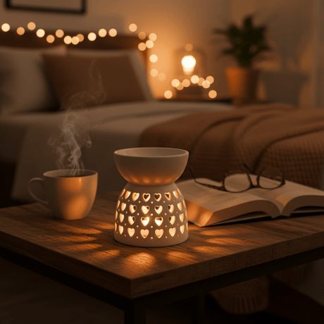 White Ceramic Oil Burner with Heart Cutout Design - 10×7 cm - Al Kabayel Discount CentreWhite Ceramic Oil Burner with Heart Cutout Design - 10×7 cmHome Décor AccentsAKDCAl Kabayel Discount Centre