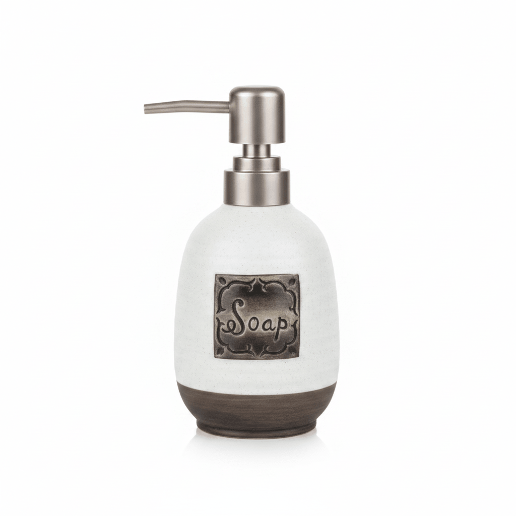 White Ceramic & Plastic Liquid Soap Dispenser – 400ml - Al Kabayel Discount CentreWhite Ceramic & Plastic Liquid Soap Dispenser – 400mlHolders & DispensersAKDCAl Kabayel Discount Centre