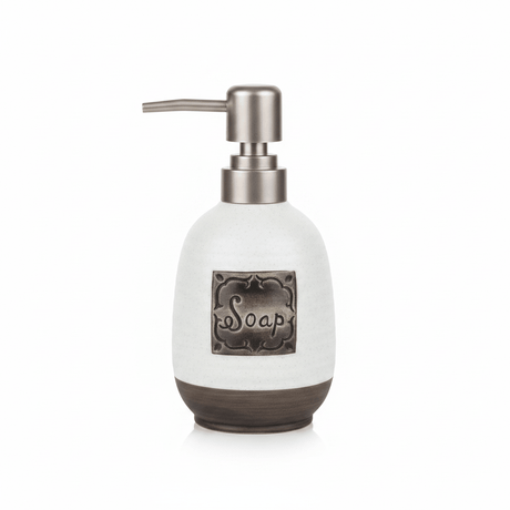 White Ceramic & Plastic Liquid Soap Dispenser – 400ml - Al Kabayel Discount CentreWhite Ceramic & Plastic Liquid Soap Dispenser – 400mlHolders & DispensersAKDCAl Kabayel Discount Centre