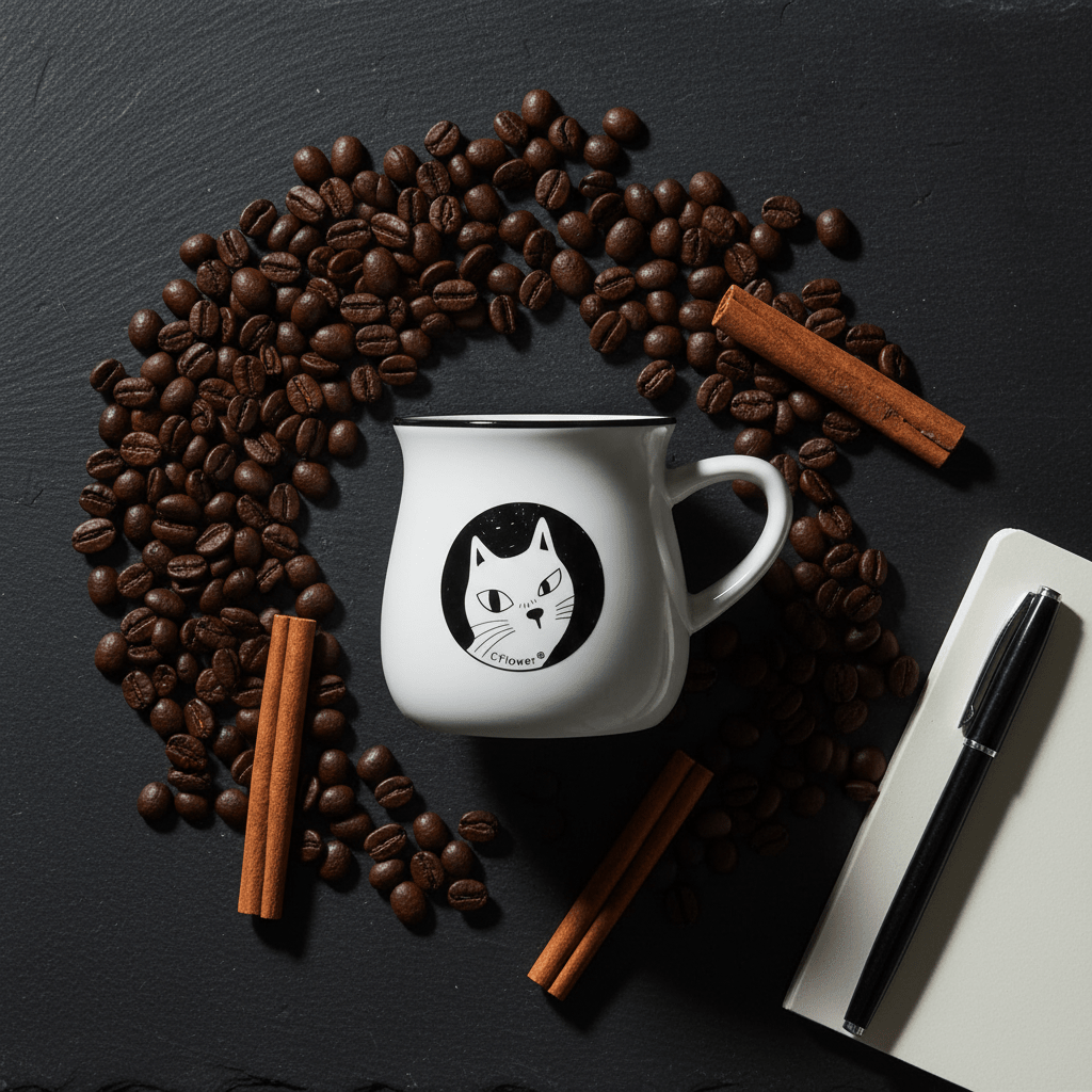 White ceramic porcelain mug with black cat print and rim 100ml - Al Kabayel Discount CentreWhite ceramic porcelain mug with black cat print and rim 100mlMugsAKDCAl Kabayel Discount Centre
