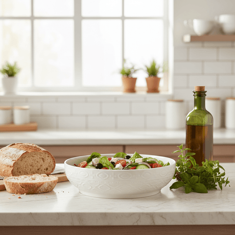 White Ceramic Serving Bowl - 22cm - Al Kabayel Discount CentreWhite Ceramic Serving Bowl - 22cmBowlsAKDCAl Kabayel Discount Centre