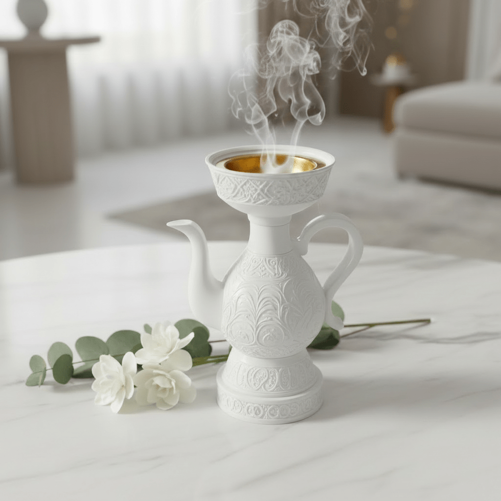 White Chalk Arabic Incense Burner – Dallah Mabkhara | 18cm - Al Kabayel Discount CentreWhite Chalk Arabic Incense Burner – Dallah Mabkhara | 18cmIncense BurnerAKDCAl Kabayel Discount Centre