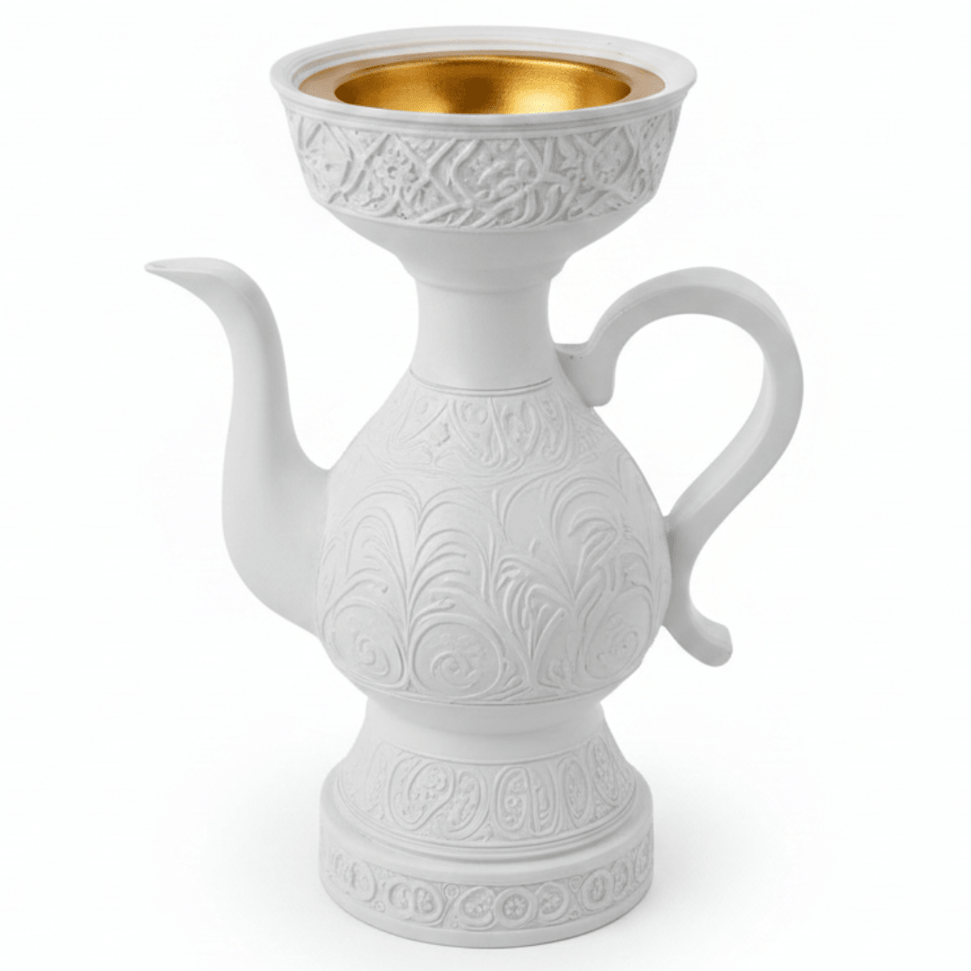White Chalk Arabic Incense Burner – Dallah Mabkhara | 18cm - Al Kabayel Discount CentreWhite Chalk Arabic Incense Burner – Dallah Mabkhara | 18cmIncense BurnerAKDCAl Kabayel Discount Centre