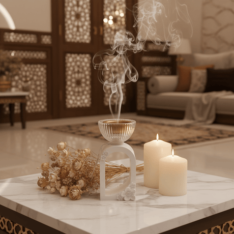 White Chalk & Crystal Glass Incense Burner | Floral Arch Design | 15cm - Al Kabayel Discount CentreWhite Chalk & Crystal Glass Incense Burner | Floral Arch Design | 15cmIncense burnerAKDCAl Kabayel Discount Centre