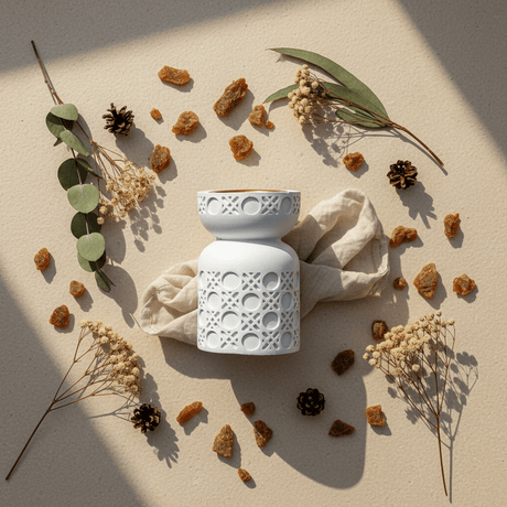 White Chalk Incense Burner with Gold Interior | Geometric Lattice Design | 10×6 cm - Al Kabayel Discount CentreWhite Chalk Incense Burner with Gold Interior | Geometric Lattice Design | 10×6 cmIncense burnerAKDCAl Kabayel Discount Centre