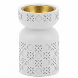 White Chalk Incense Burner with Gold Interior | Geometric Lattice Design | 10×6 cm - Al Kabayel Discount CentreWhite Chalk Incense Burner with Gold Interior | Geometric Lattice Design | 10×6 cmIncense burnerAKDCAl Kabayel Discount Centre