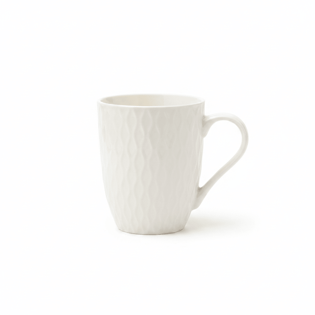 White Diamond Quilted Ceramic Mug – 300ml - Al Kabayel Discount CentreWhite Diamond Quilted Ceramic Mug – 300mlMugsAKDCAl Kabayel Discount Centre