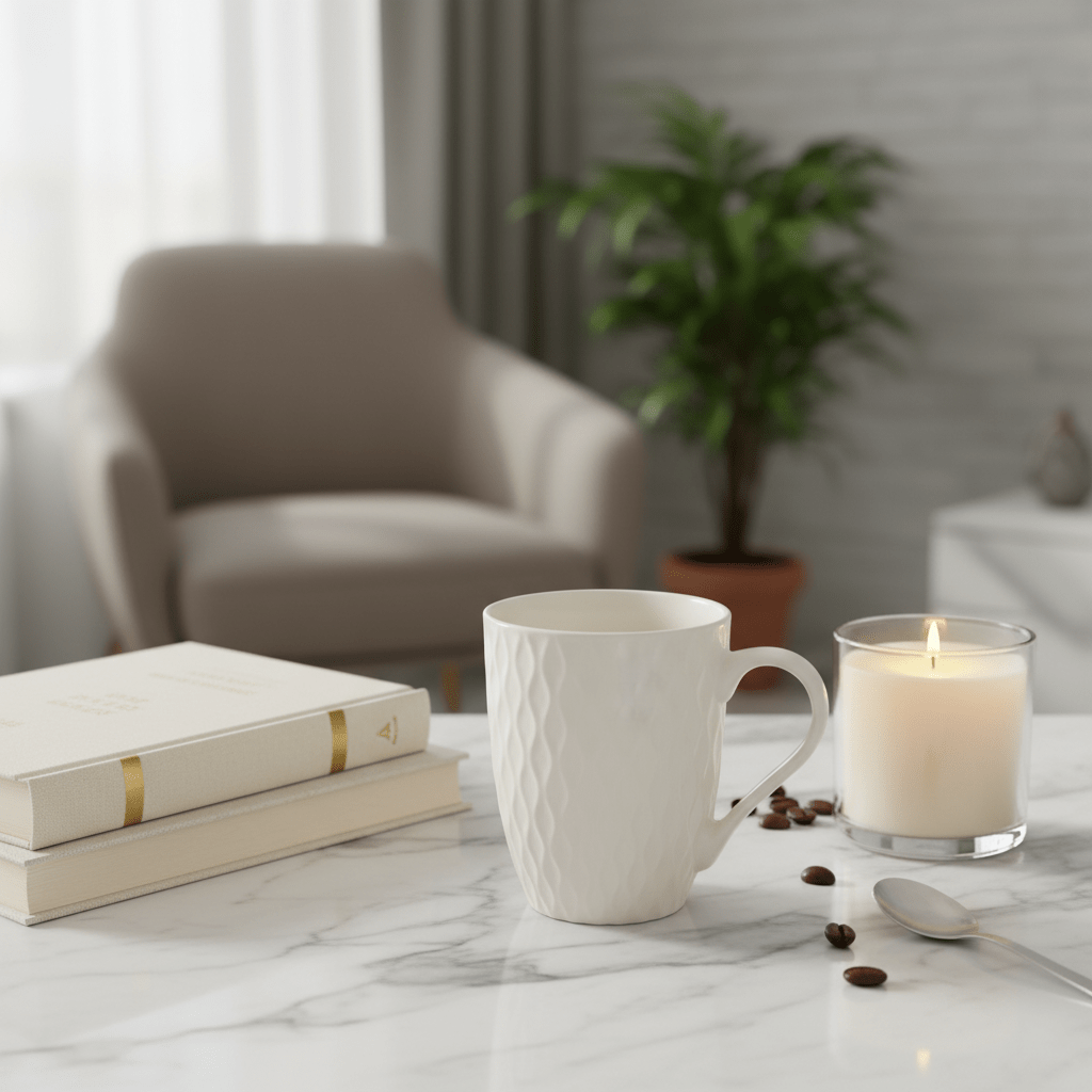 White Diamond Quilted Ceramic Mug – 300ml - Al Kabayel Discount CentreWhite Diamond Quilted Ceramic Mug – 300mlMugsAKDCAl Kabayel Discount Centre