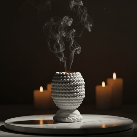 White Elegant Chalk Incense Burner | Handcrafted Bobble Texture | 12cm | Gold Rim - Al Kabayel Discount CentreWhite Elegant Chalk Incense Burner | Handcrafted Bobble Texture | 12cm | Gold RimIncense BurnerAKDCAl Kabayel Discount Centre